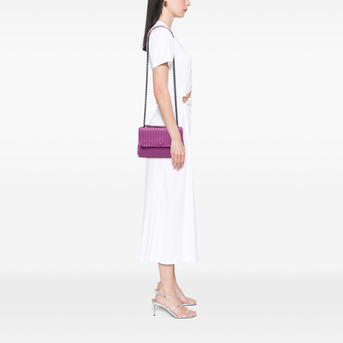 Bottega Veneta Small Nappa Intrecciato Olimpia Shoulder Bag — Purple