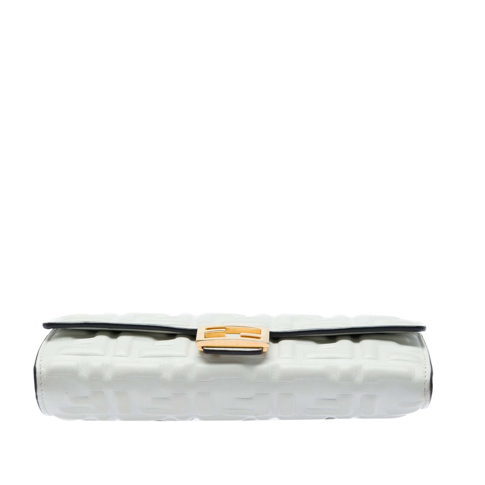 Fendi Zucca Embossed Nappa Baguette Continental Wallet With Chain