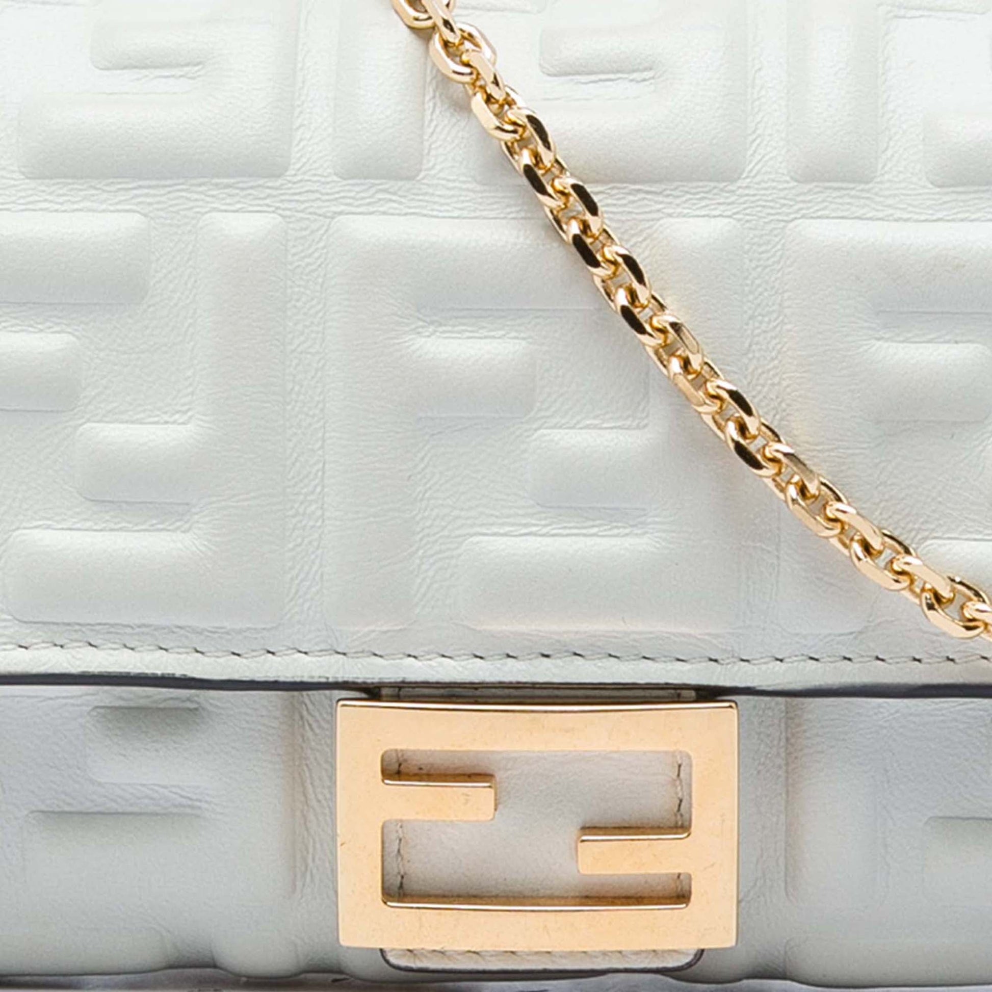 Fendi Zucca Embossed Nappa Baguette Continental Wallet With Chain