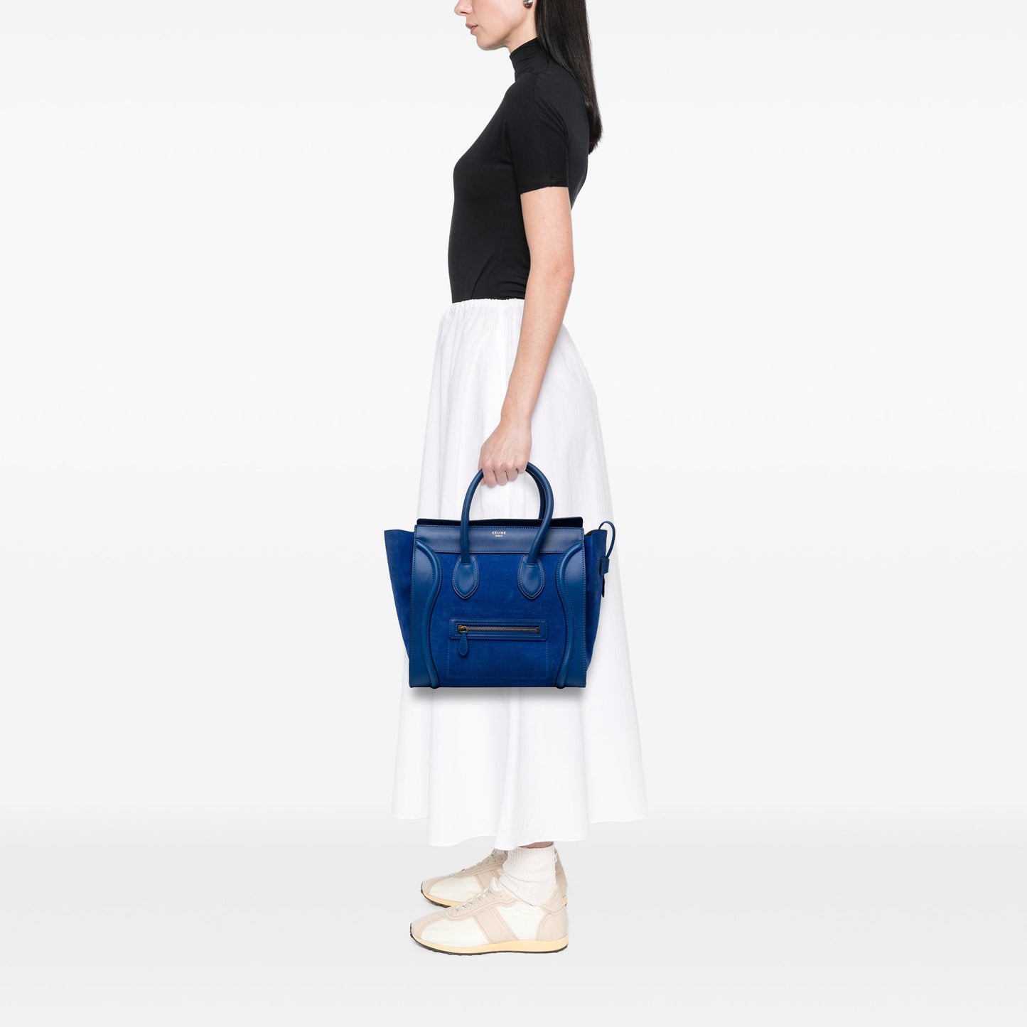 Celine Mini Suede and Calfskin Luggage Tote