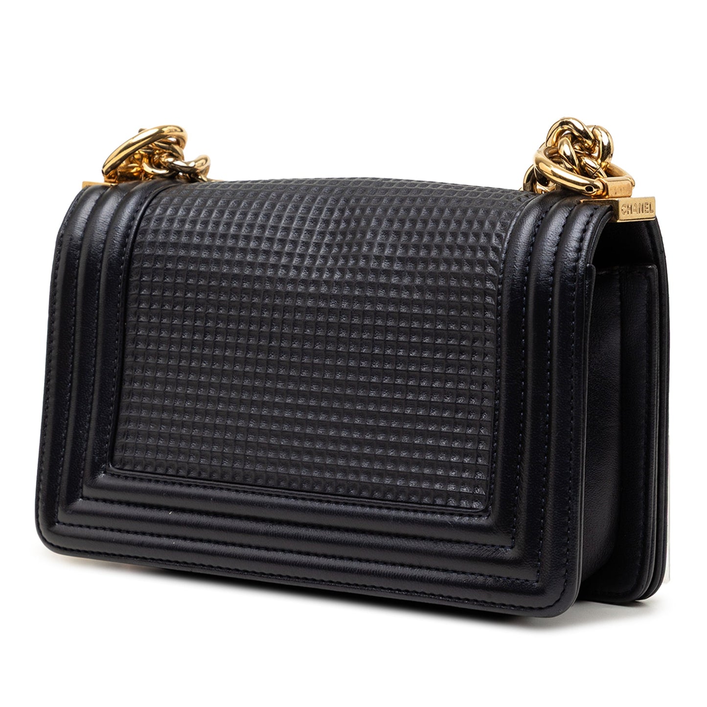 Chanel Small Lambskin Embossed Cube Boy Flap