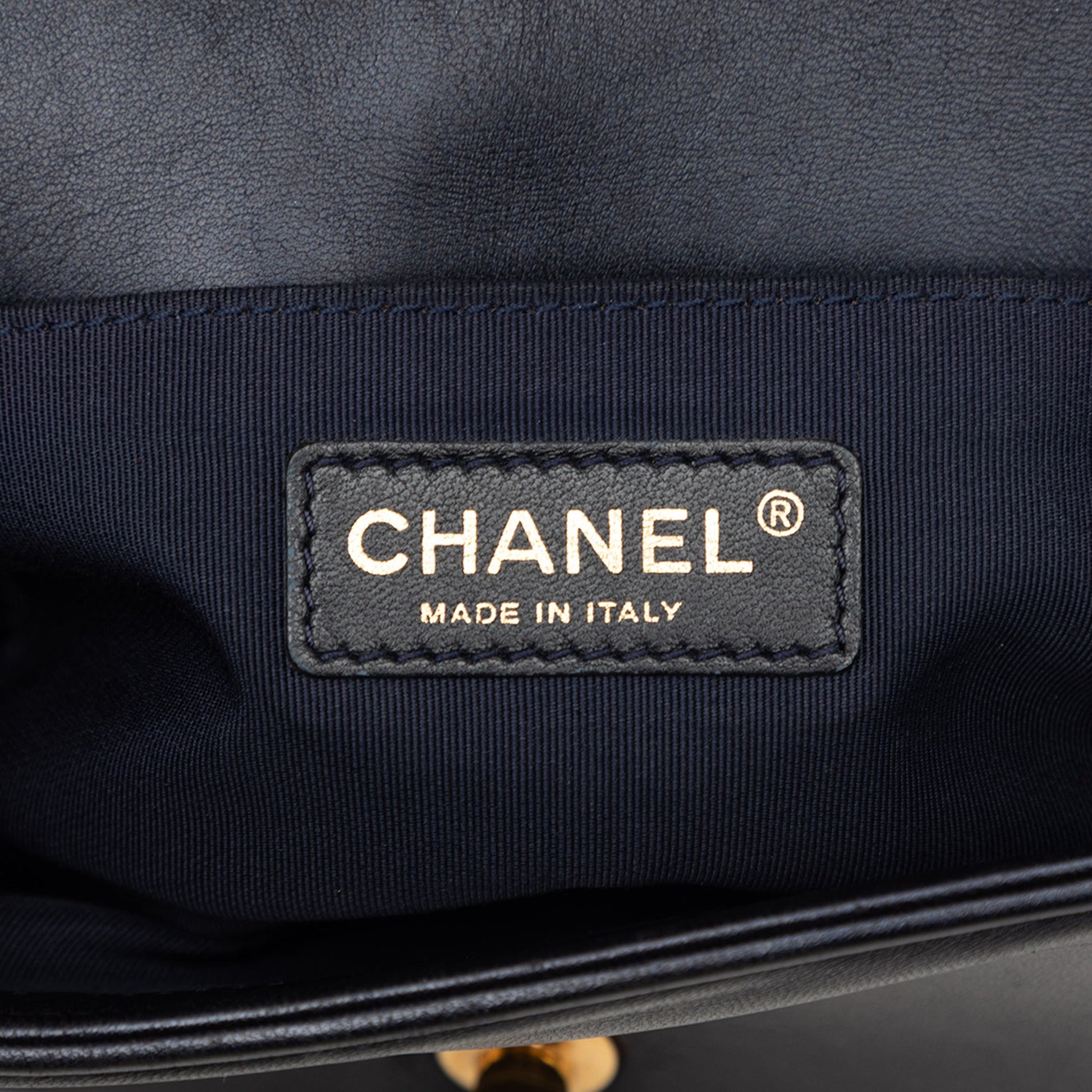 Chanel Small Lambskin Embossed Cube Boy Flap