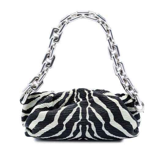 Textured Nappa Zebra Print Chain Pouch