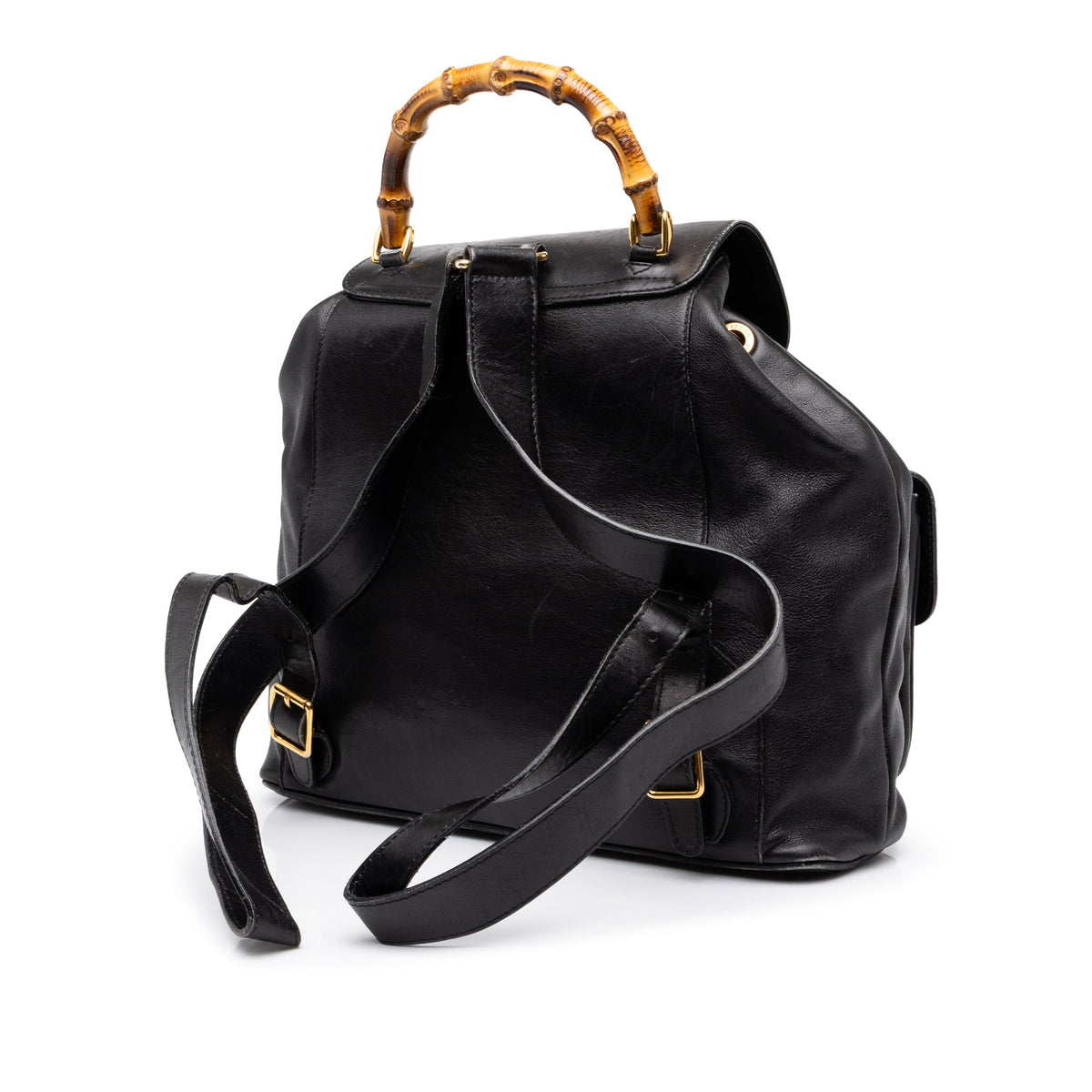 Gucci Large Calfskin Bamboo Drawstring Backpack