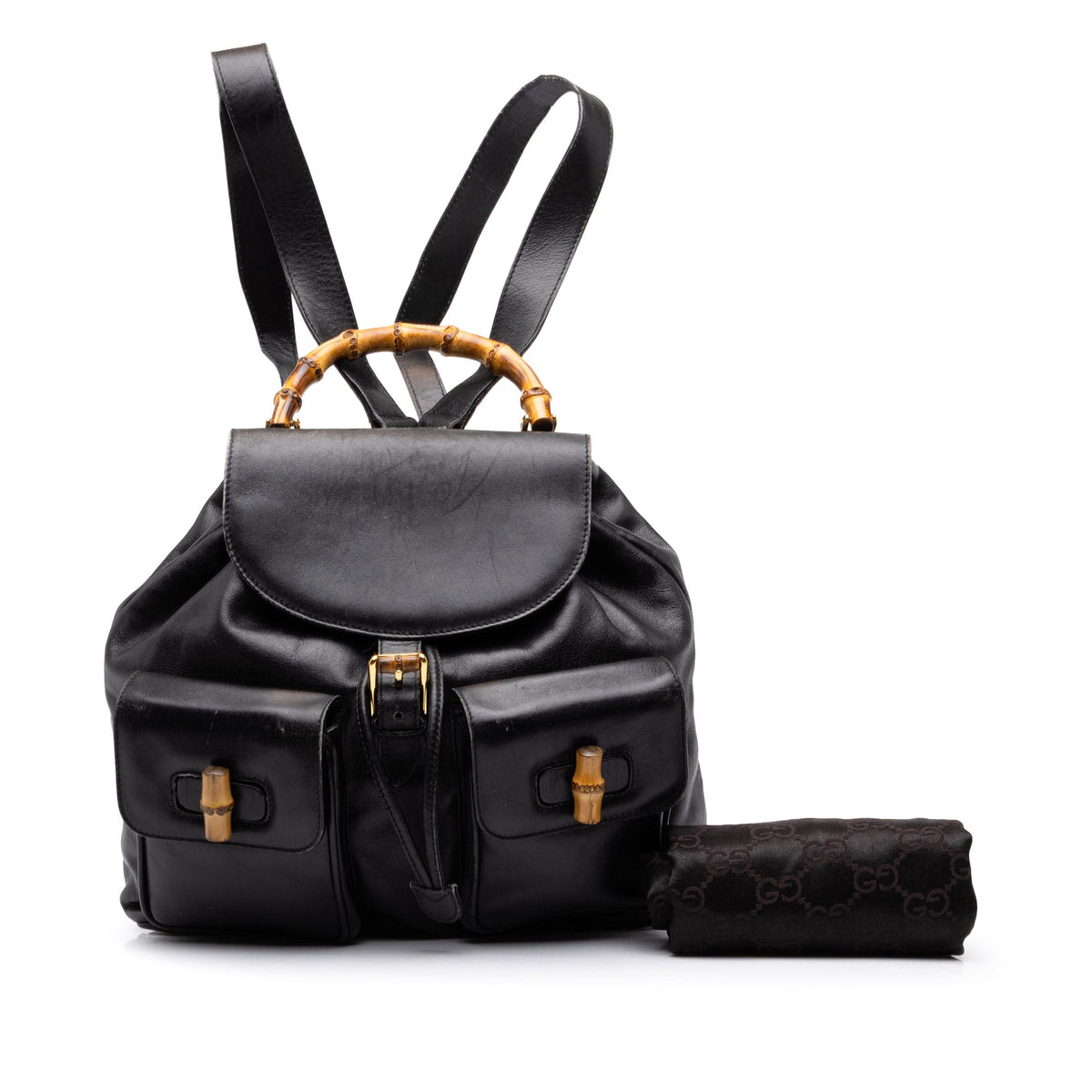 Gucci Large Calfskin Bamboo Drawstring Backpack