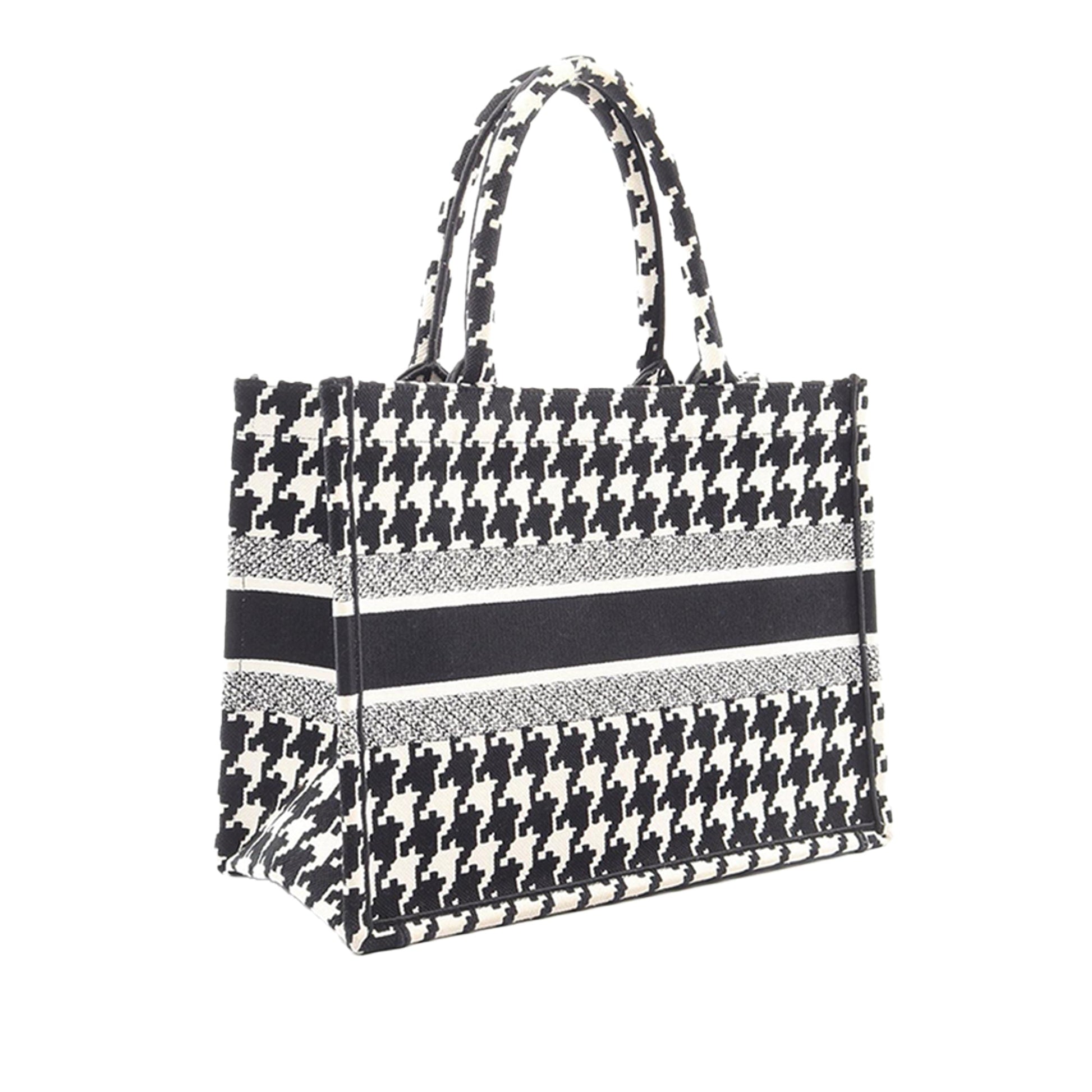 Dior Medium Canvas Houndstooth Embroidered Book Tote