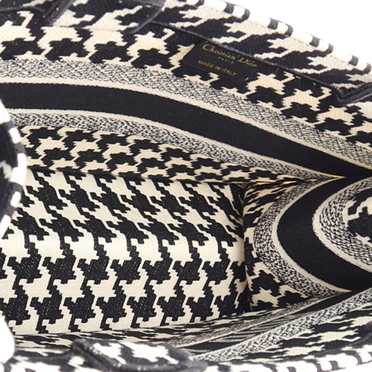 Dior Medium Canvas Houndstooth Embroidered Book Tote