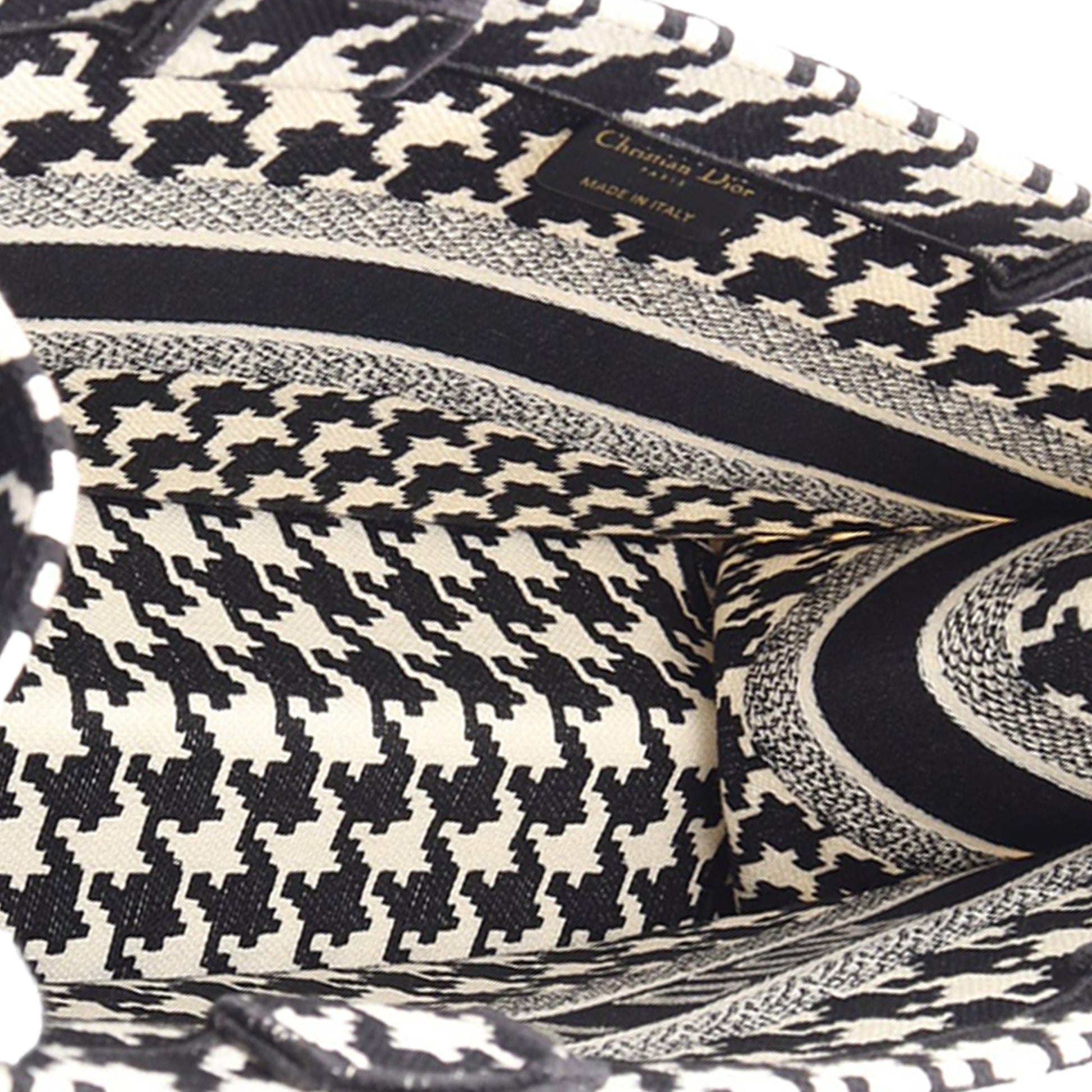 Dior Medium Canvas Houndstooth Embroidered Book Tote