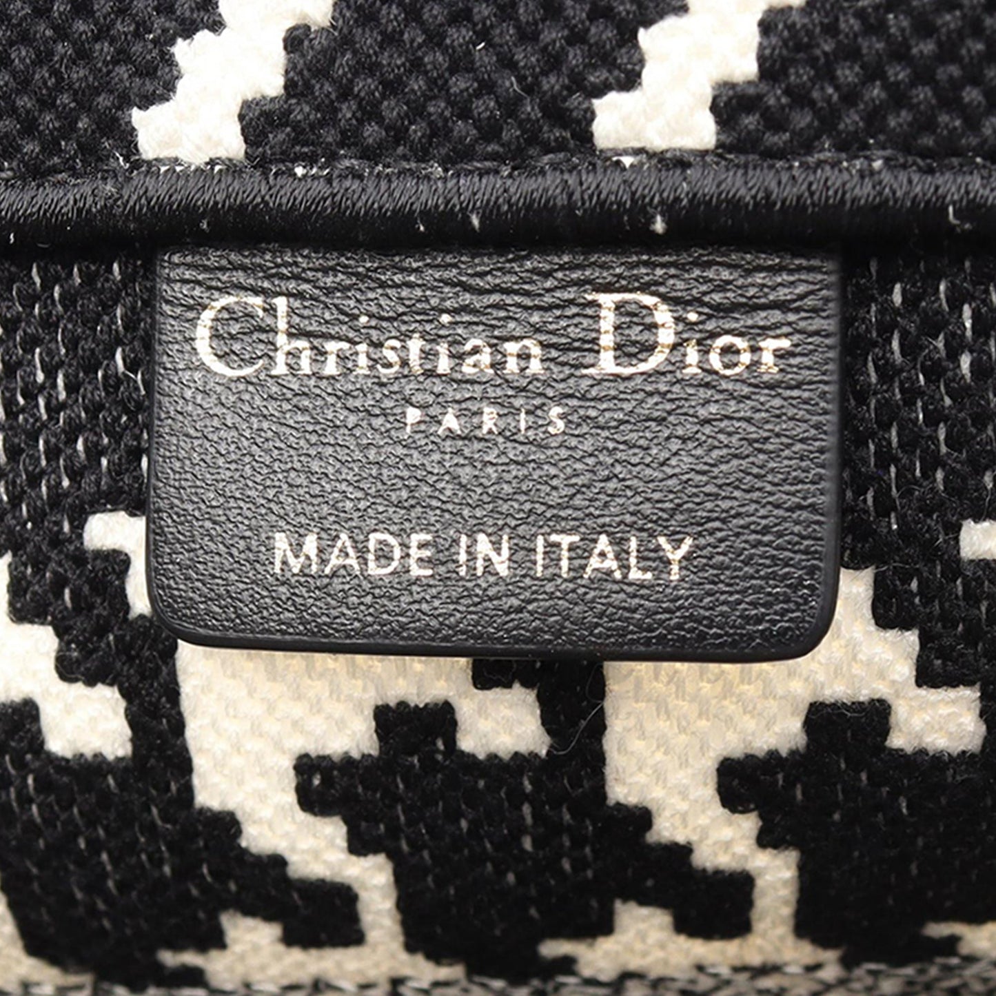 Dior Medium Canvas Houndstooth Embroidered Book Tote