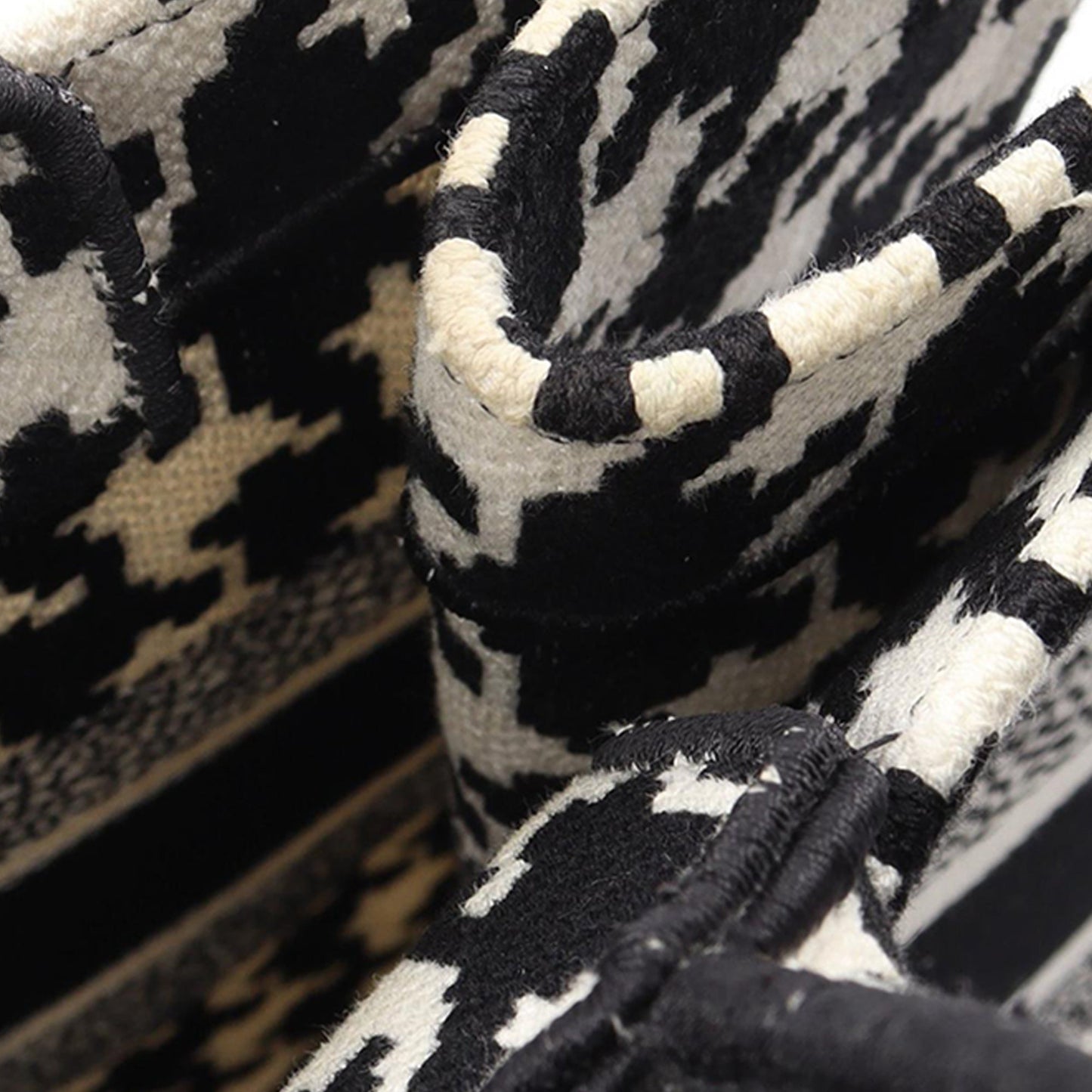 Dior Medium Canvas Houndstooth Embroidered Book Tote