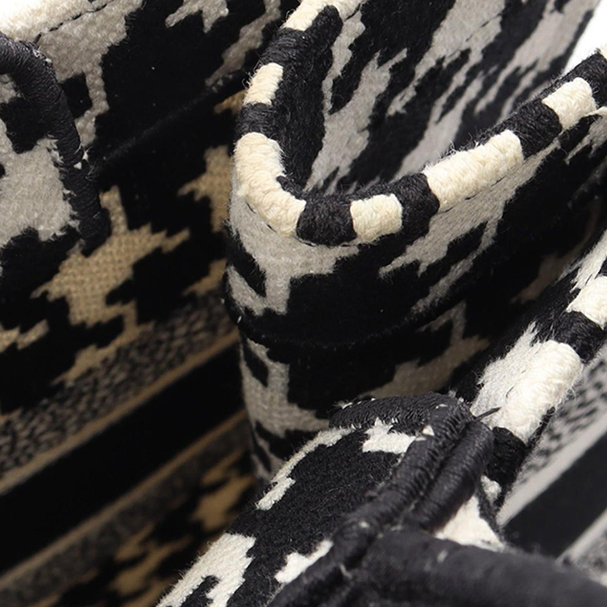 Dior Medium Canvas Houndstooth Embroidered Book Tote