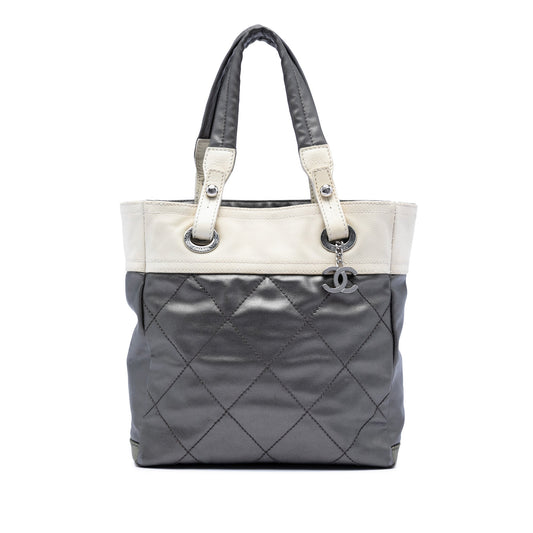 Small Bicolor Quilted Coated Canvas Paris Biarritz Tote