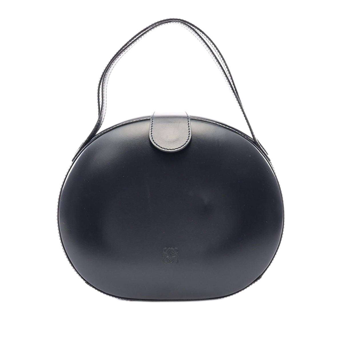 LOEWE Leather Anagram Round Handbag — Blue