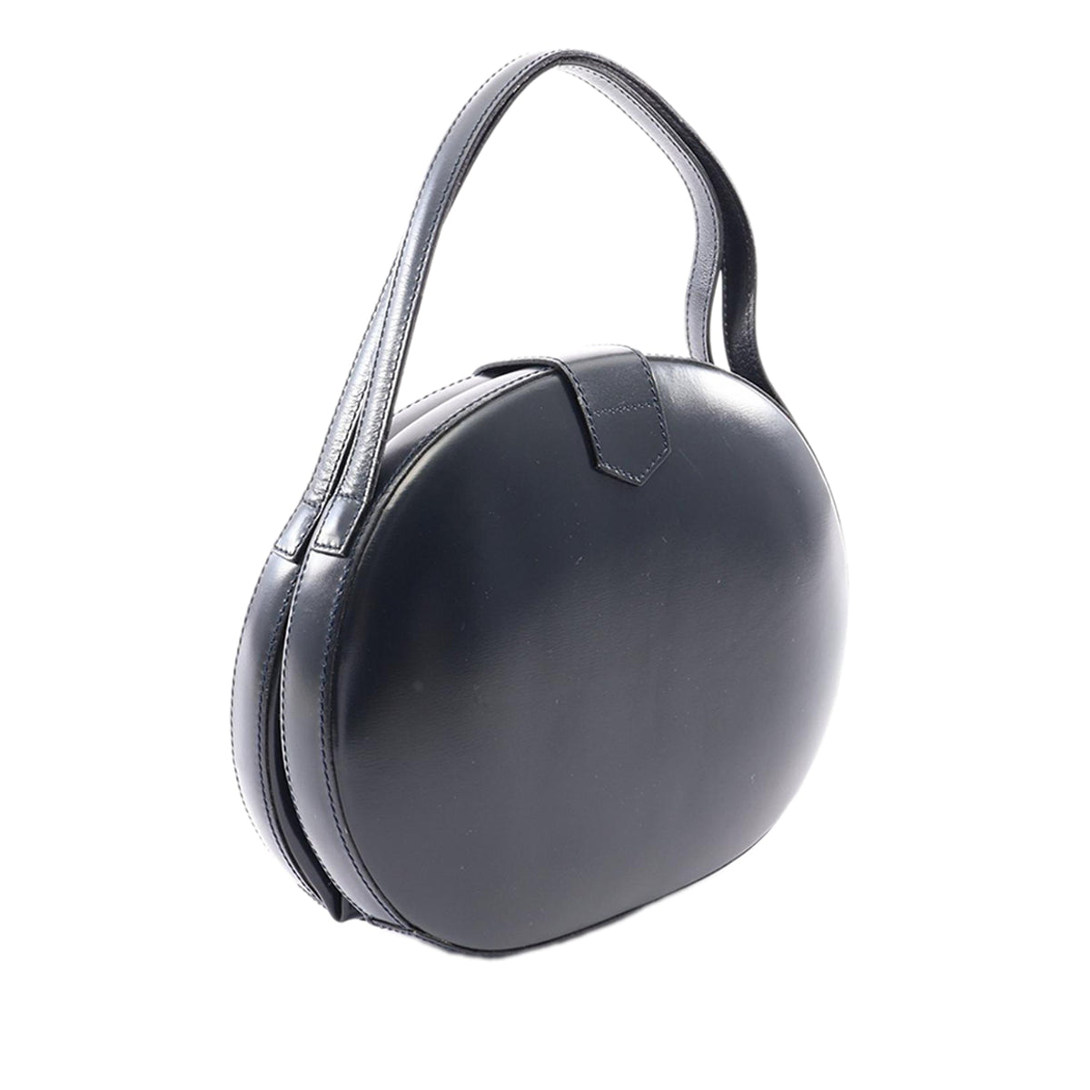 LOEWE Leather Anagram Round Handbag — Blue