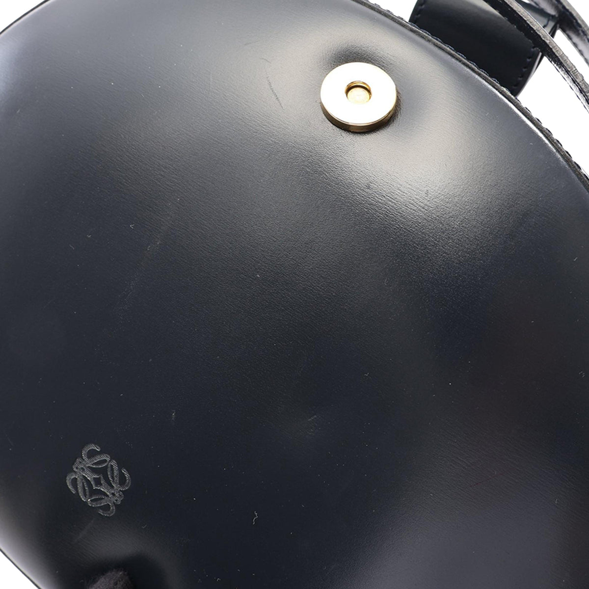 LOEWE Leather Anagram Round Handbag — Blue