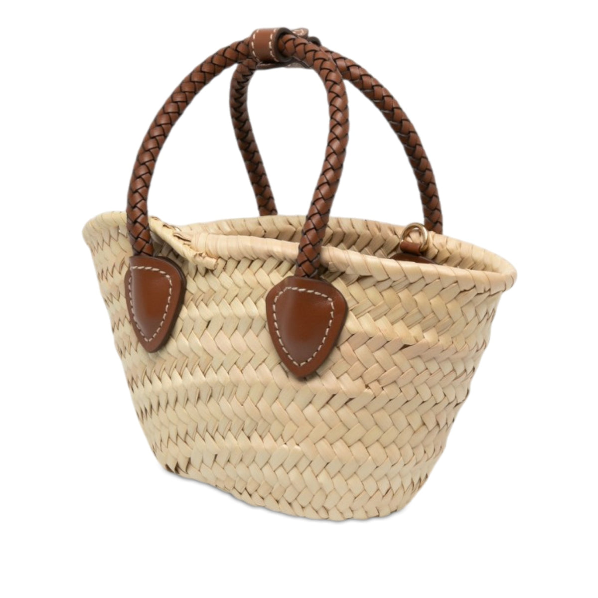 Miu Miu Raffia Logo Braided Top Handle Bag — Beige