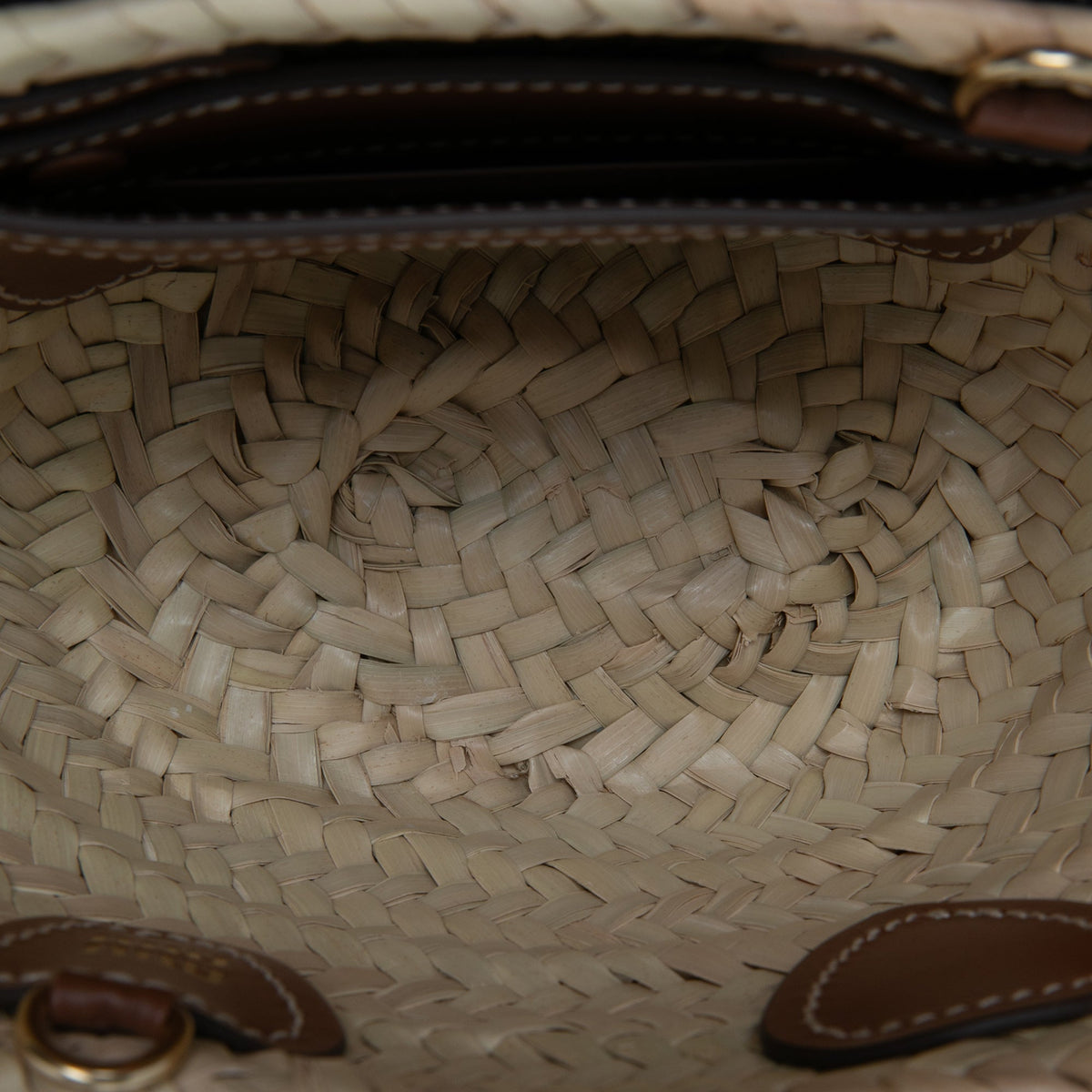 Miu Miu Raffia Logo Braided Top Handle Bag — Beige