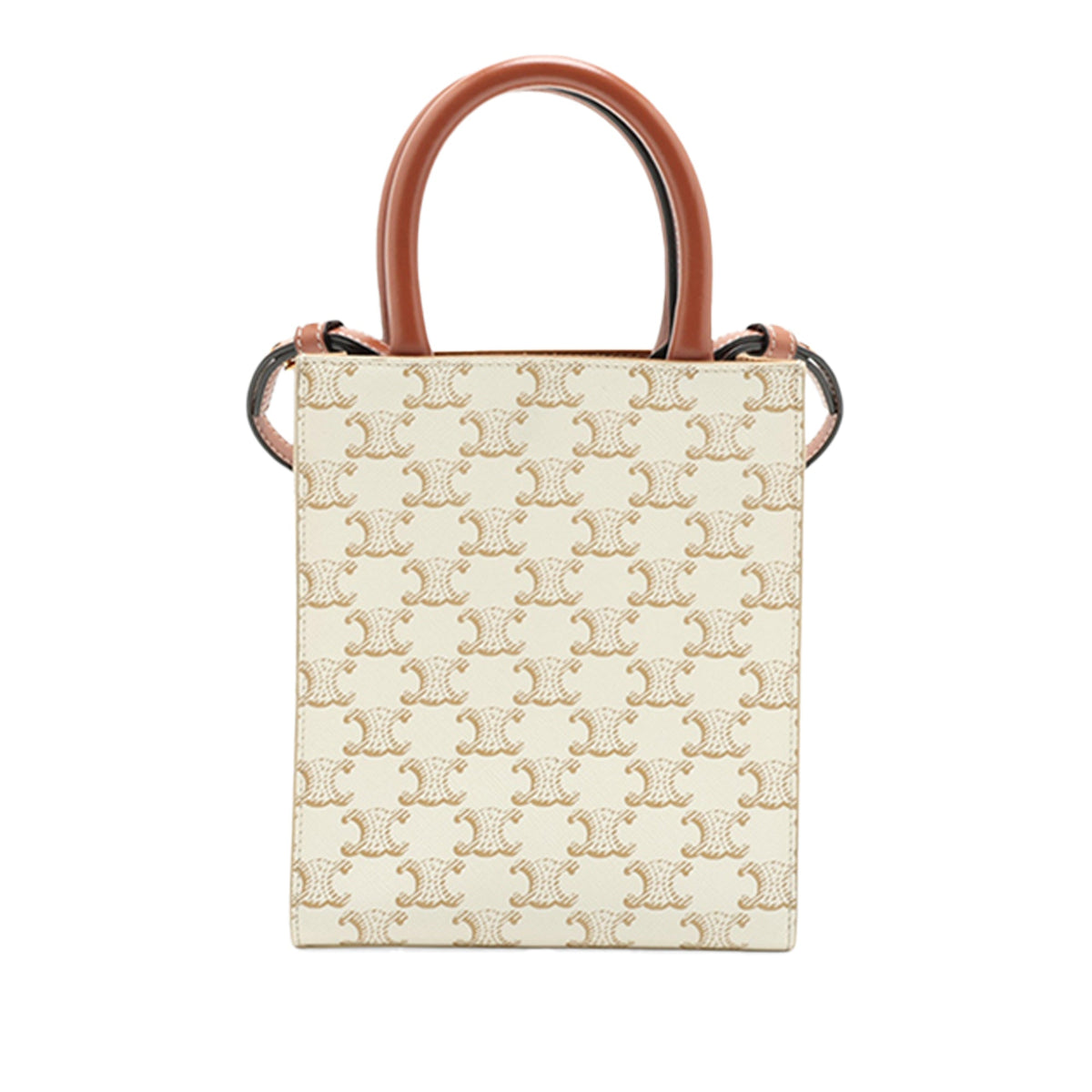 Celine Mini Triomphe Coated Canvas Vertical Cabas Satchel — White