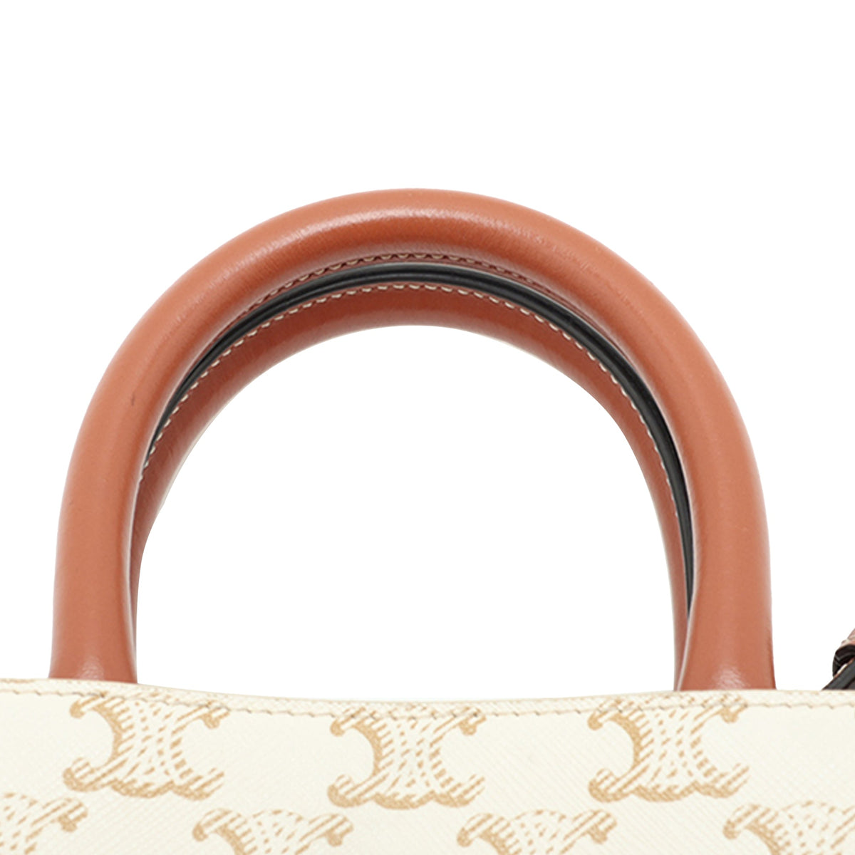 Celine Mini Triomphe Coated Canvas Vertical Cabas Satchel — White