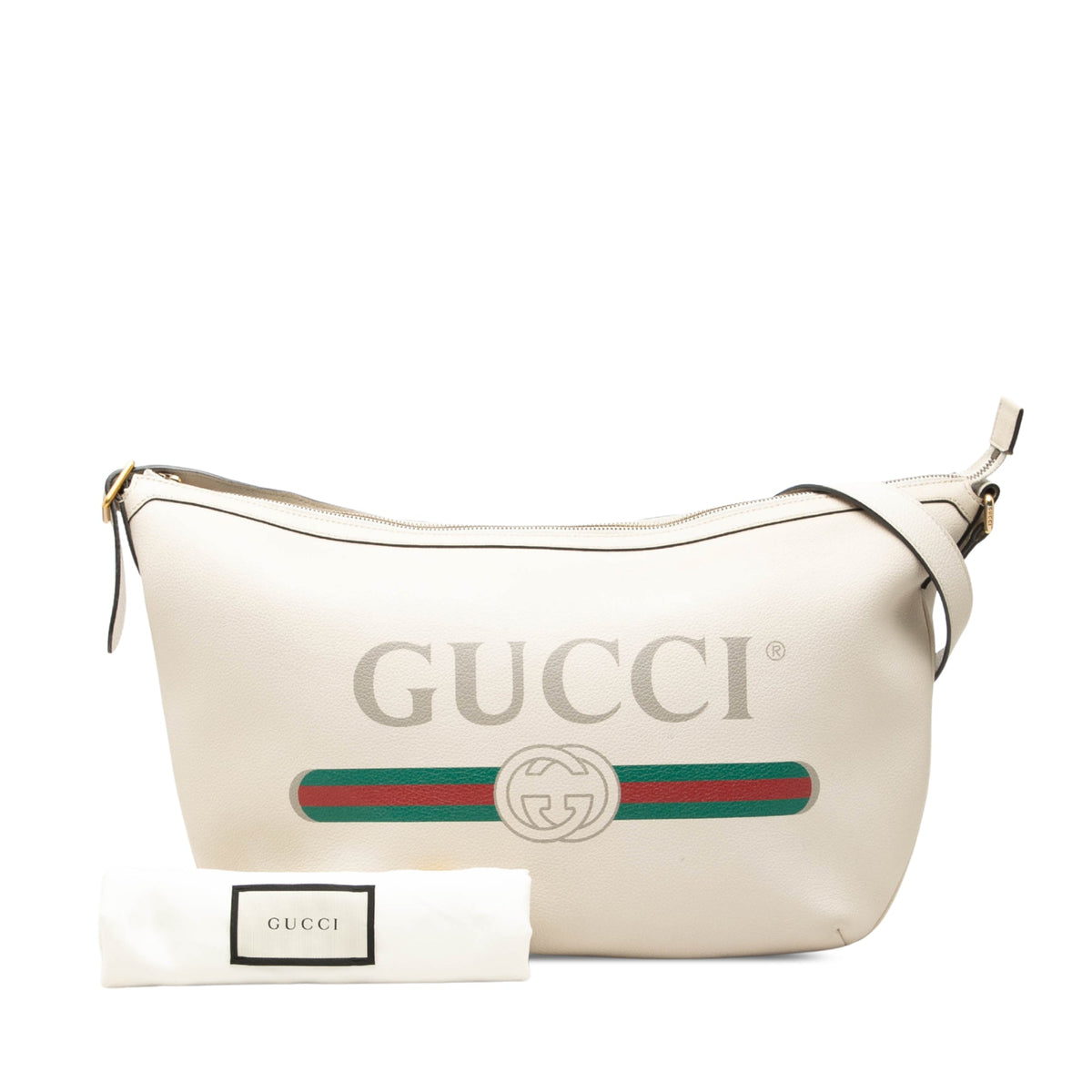 Gucci Grained Calfskin Logo Half Moon Crossbody