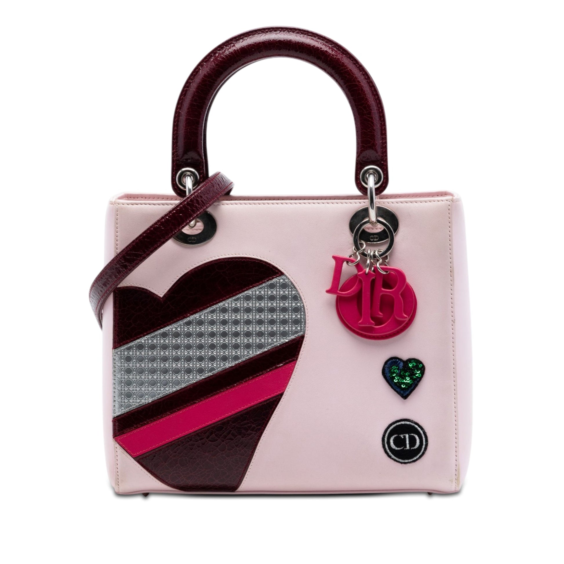 Dior Medium Calfskin Patent Embroidered Valentines Day Heart Lady Dior