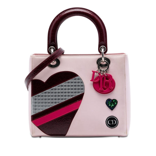 Dior Medium Calfskin Patent Embroidered Valentines Day Heart Lady Dior