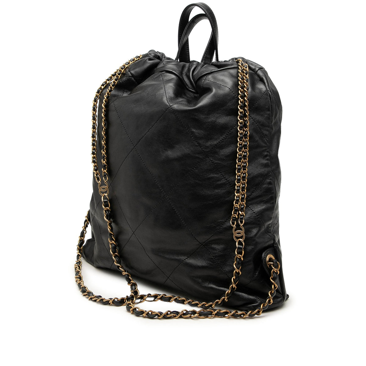 Chanel Large Quilted Shiny Calfskin 22 Backpack — Black
