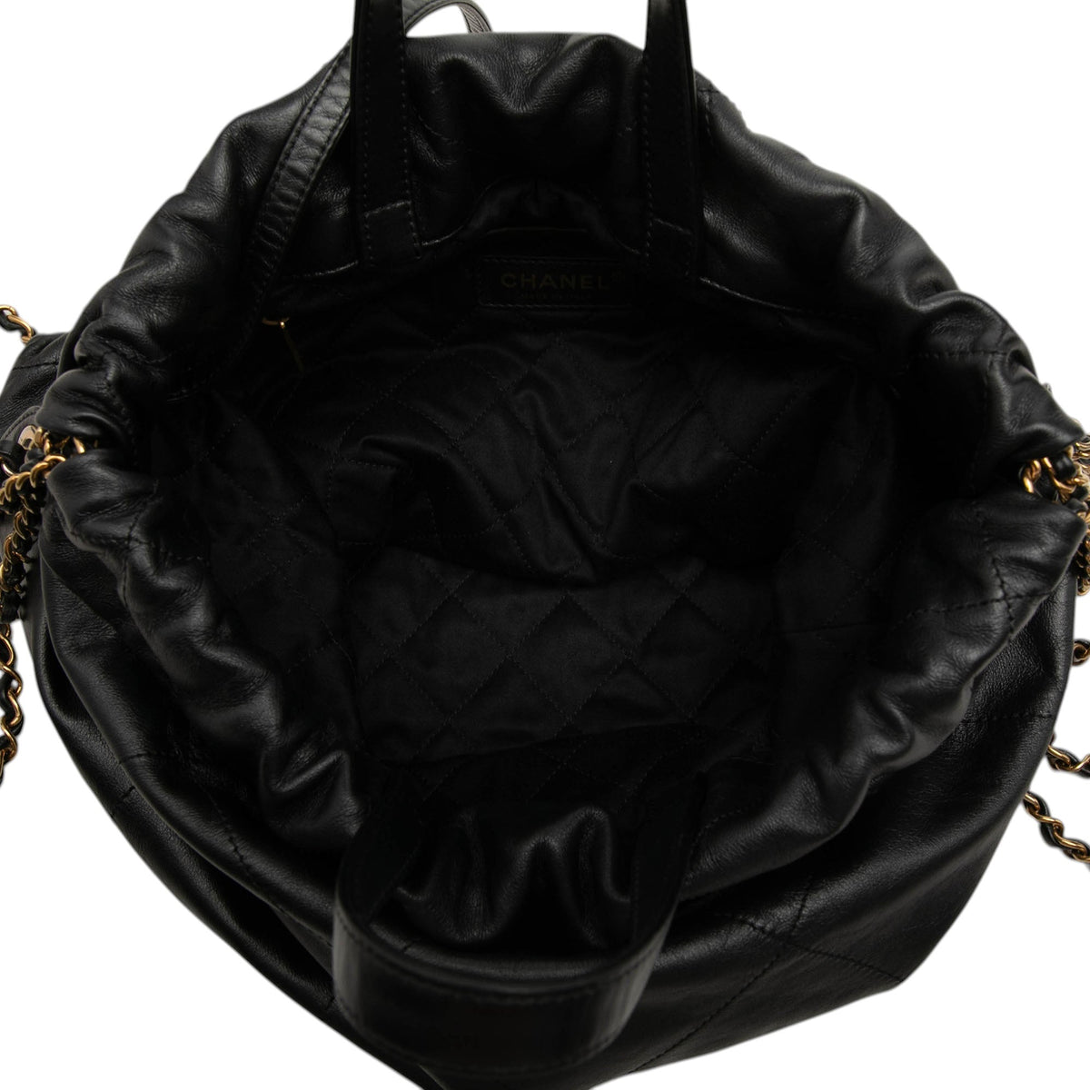 Chanel Large Quilted Shiny Calfskin 22 Backpack — Black