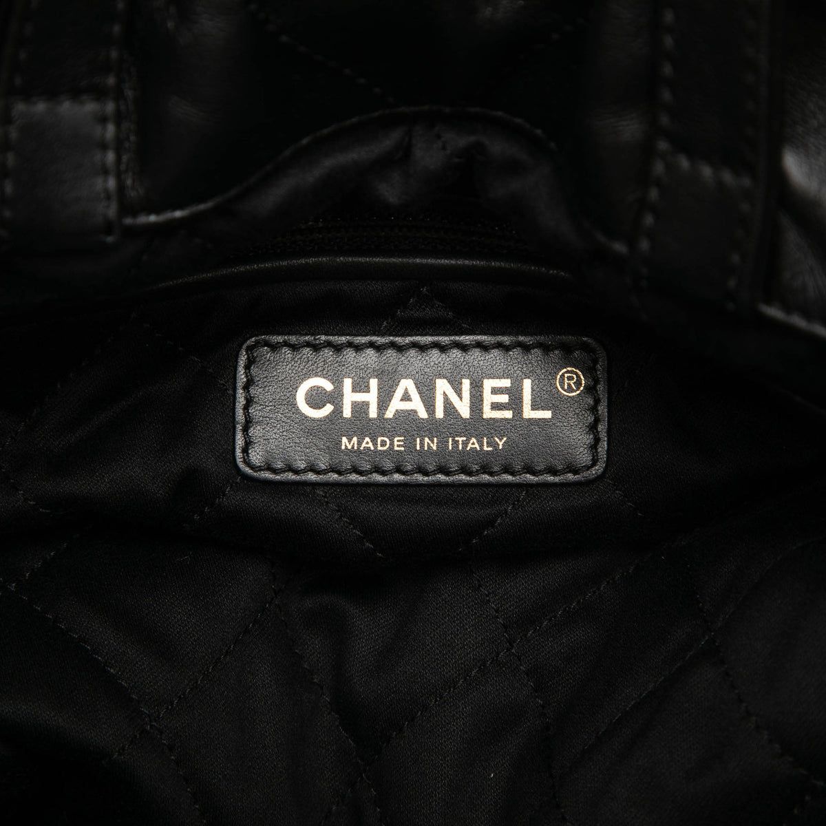 Chanel Large Quilted Shiny Calfskin 22 Backpack — Black