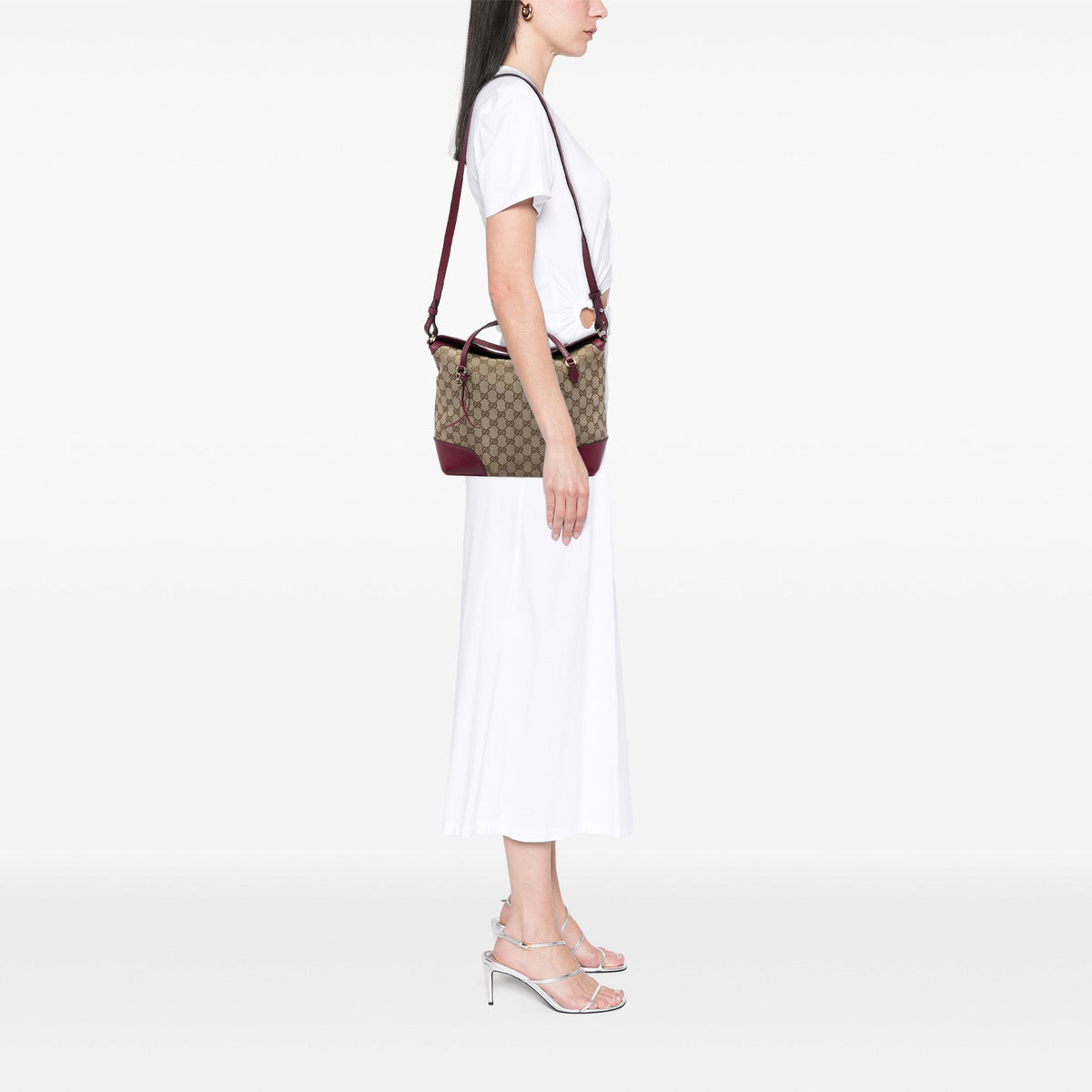 Gucci Medium GG Canvas Bree Fold Over Tote — Beige