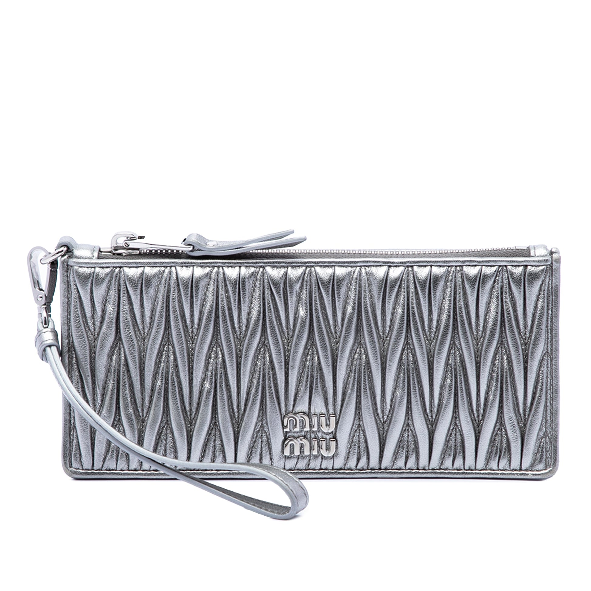 Miu Miu Metallic Matelasse Nappa Wristlet Clutch
