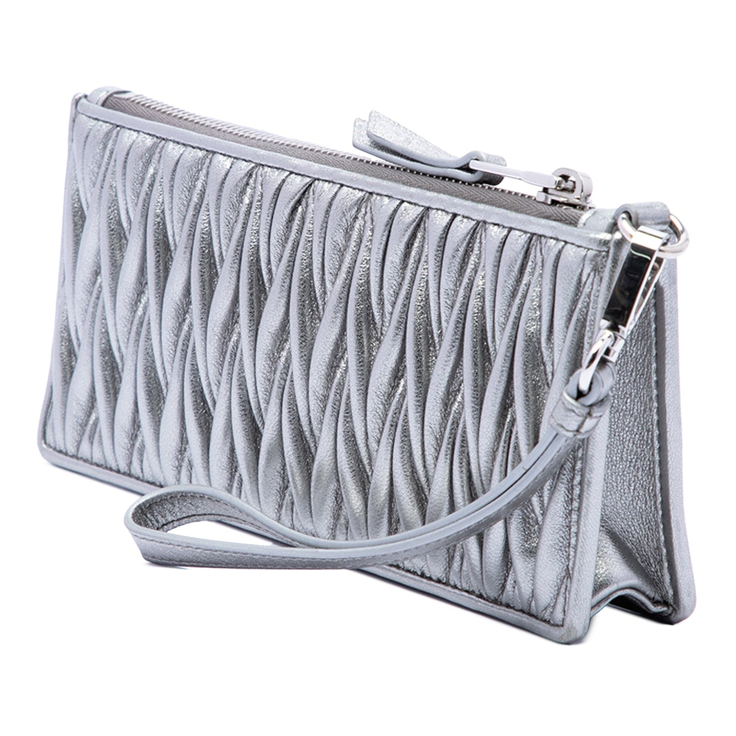 Miu Miu Metallic Matelasse Nappa Wristlet Clutch