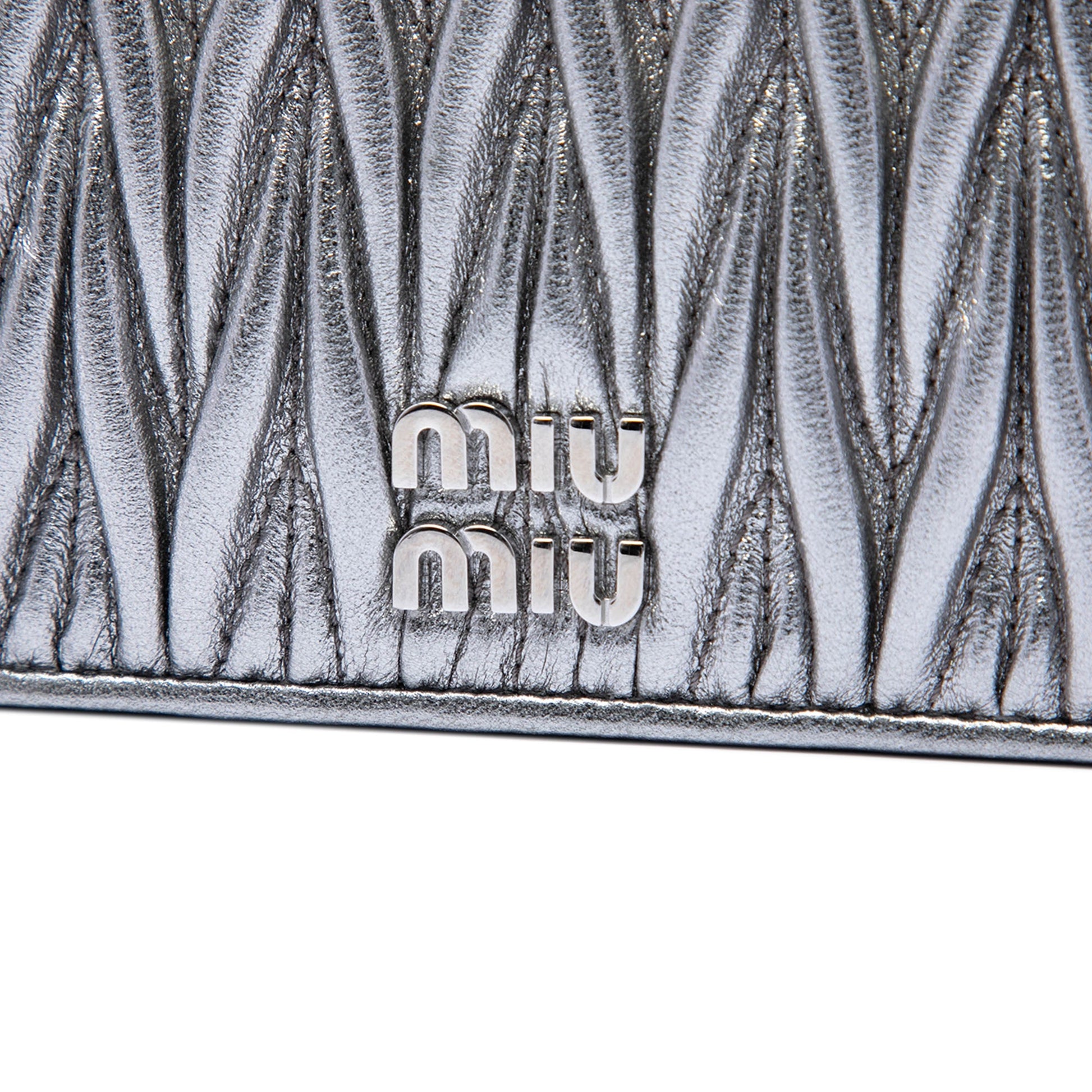 Miu Miu Metallic Matelasse Nappa Wristlet Clutch
