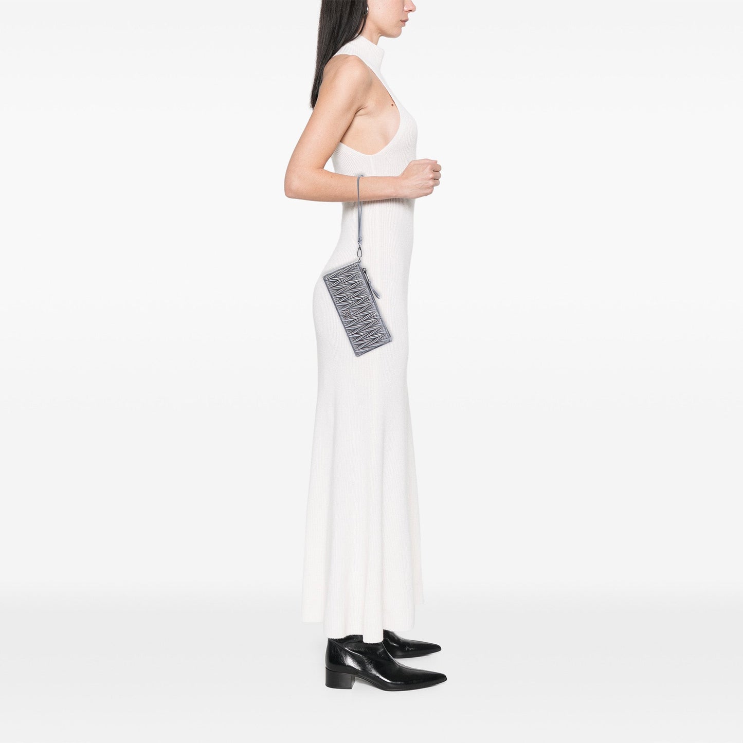 Miu Miu Metallic Matelasse Nappa Wristlet Clutch