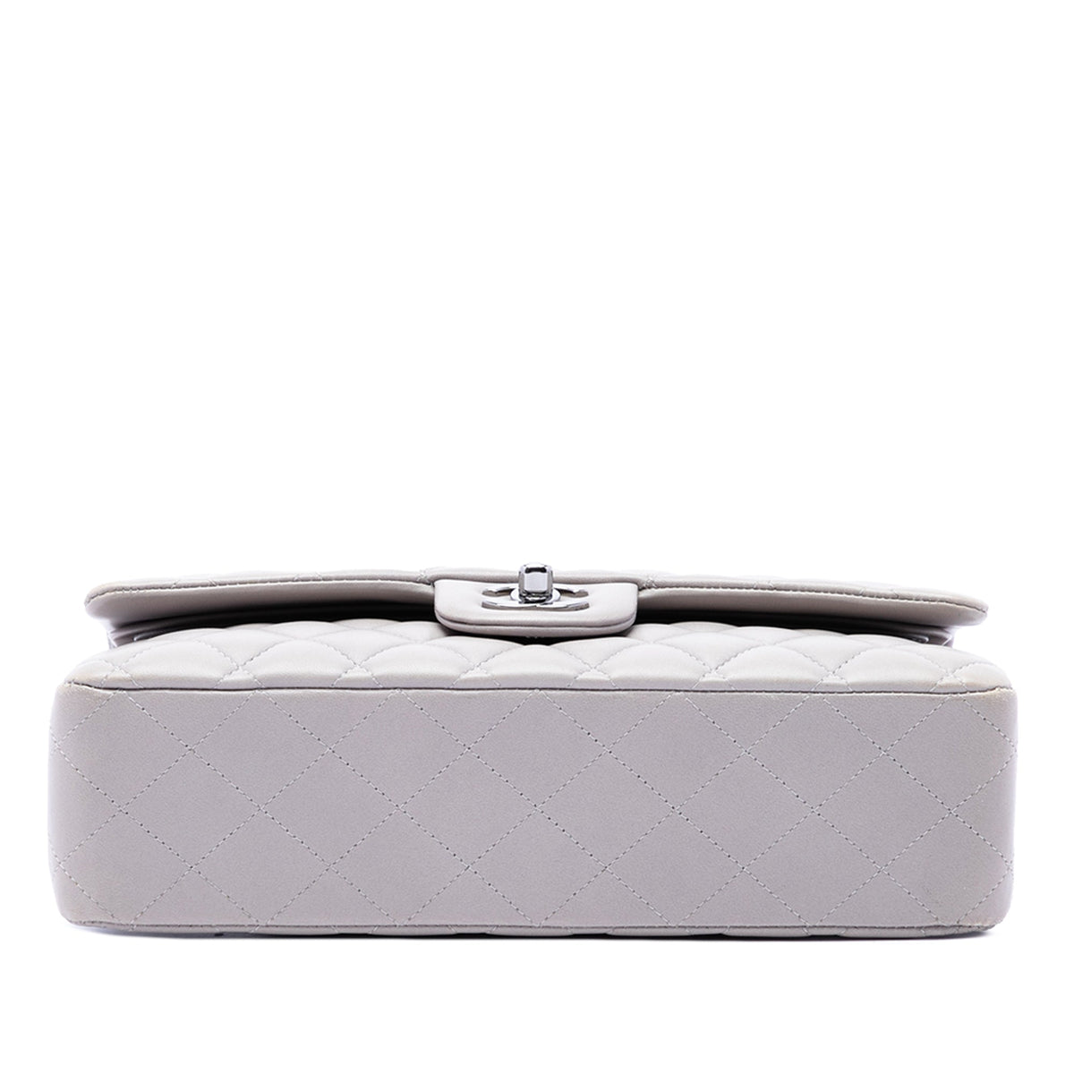 Chanel Medium Classic Lambskin Double Flap — Gray