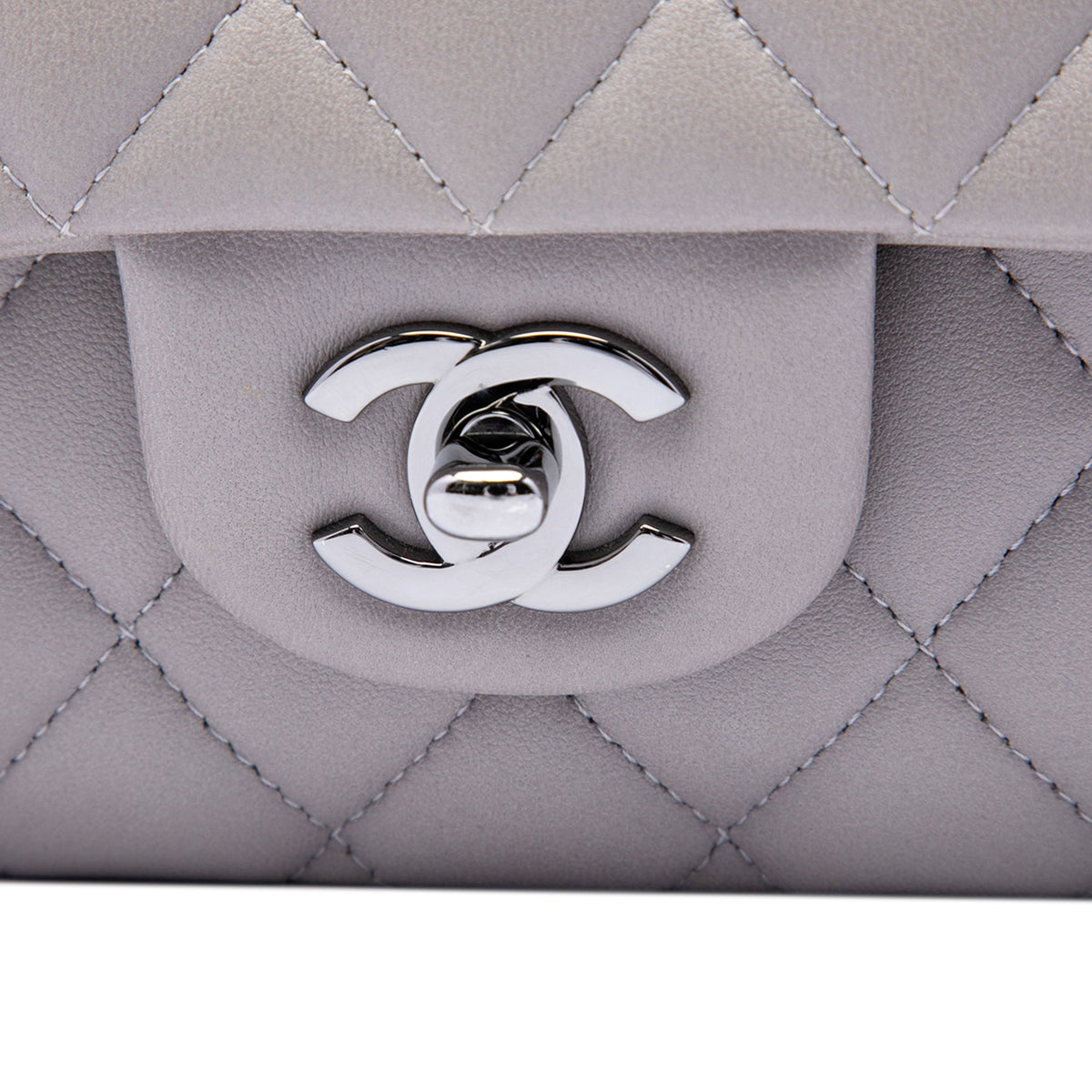 Chanel Medium Classic Lambskin Double Flap — Gray