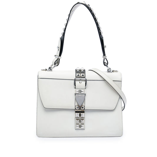 Prada City Calf and Saffiano Studded Elektra Satchel