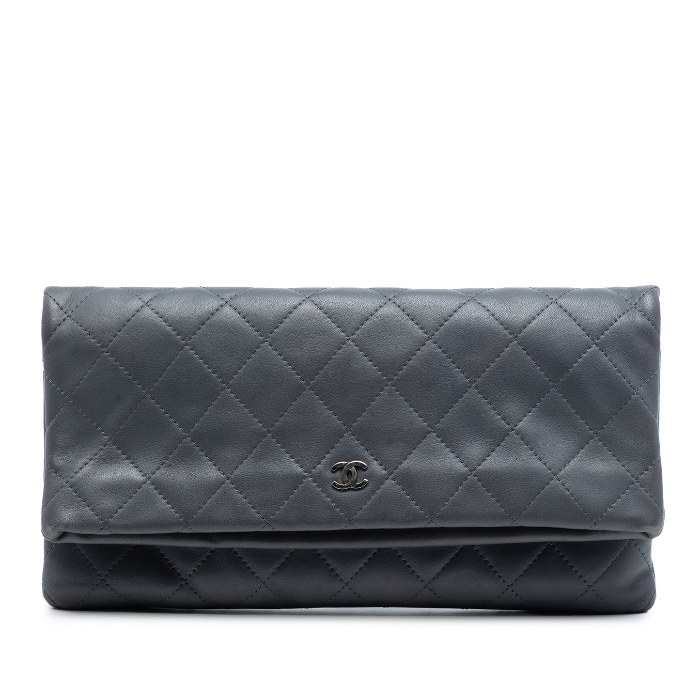 CC Quilted Lambskin Foldover Clutch