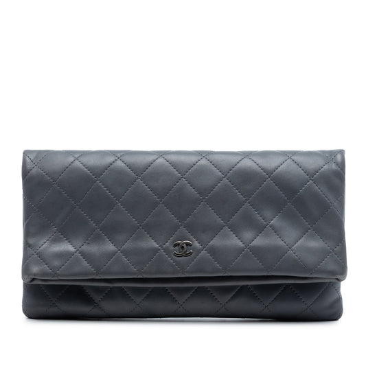 CC Quilted Lambskin Foldover Clutch