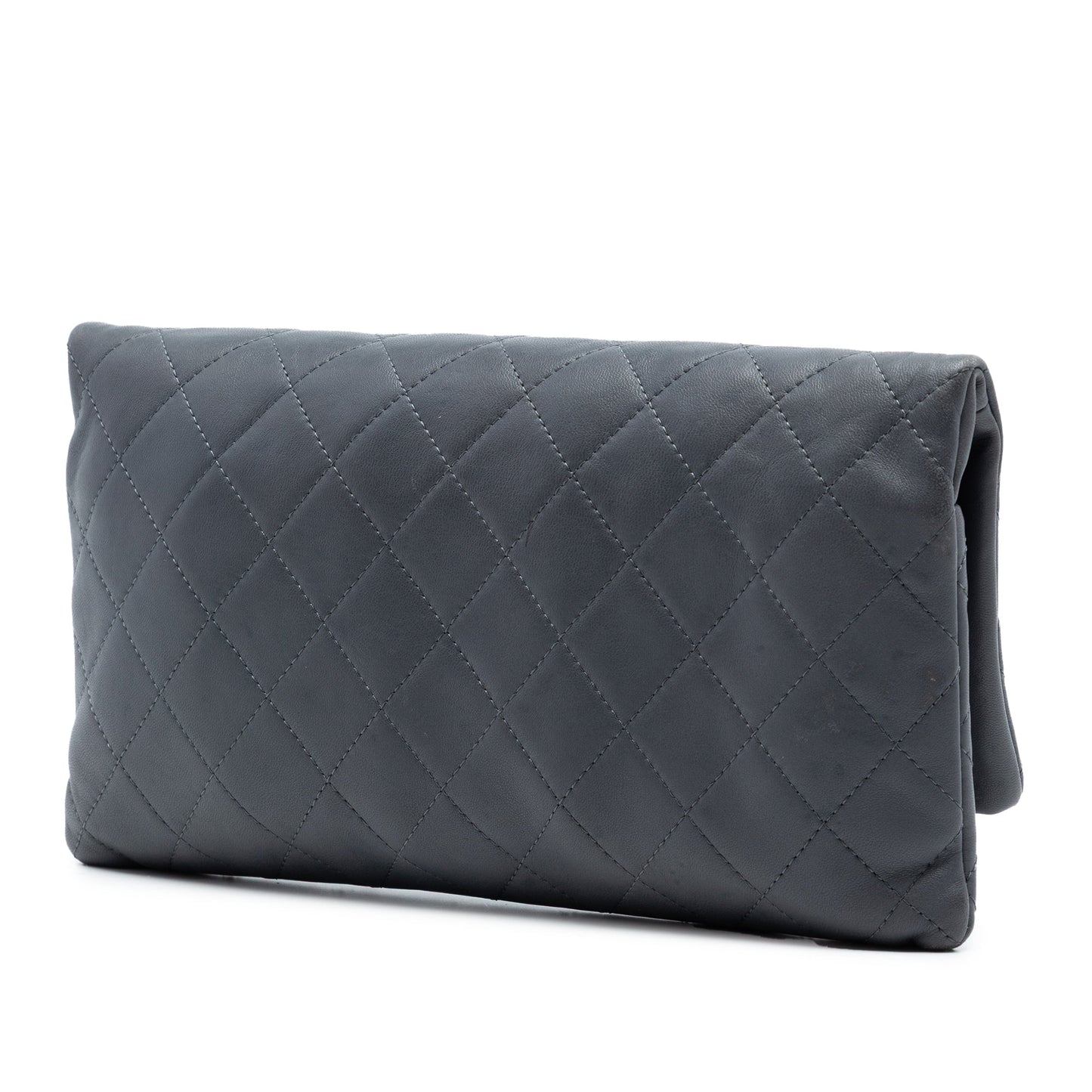 CC Quilted Lambskin Foldover Clutch