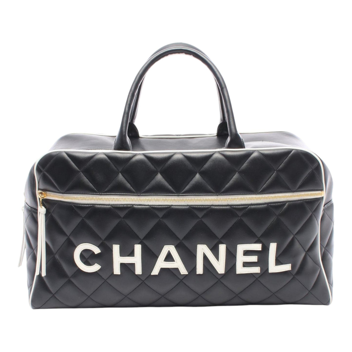 Chanel Quilted Calfskin Logo Bowler Weekend Bag