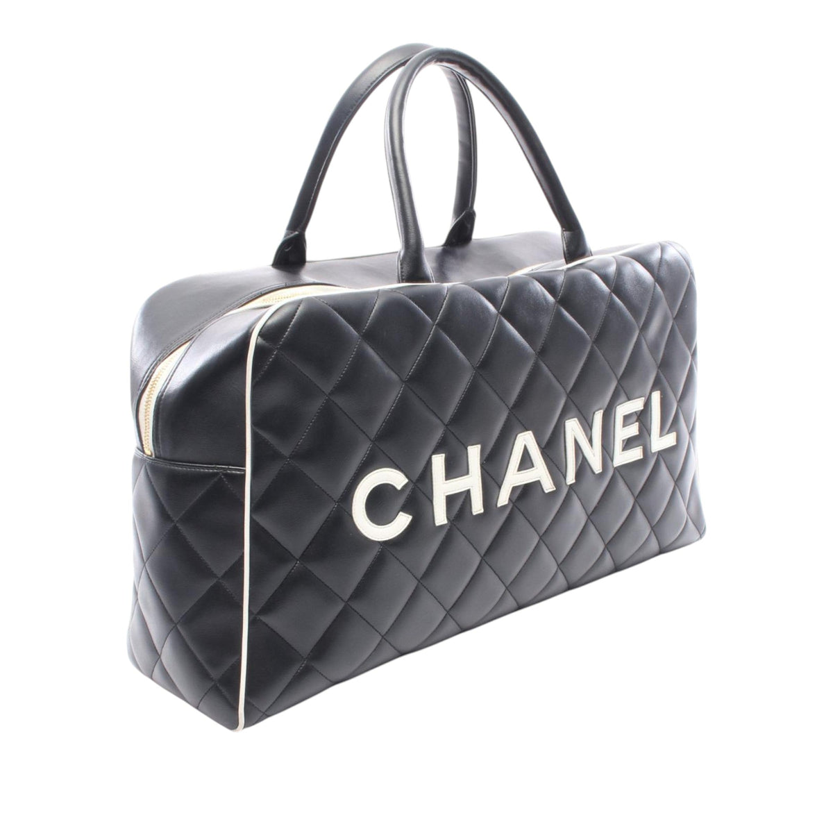 Chanel Quilted Calfskin Logo Bowler Weekend Bag