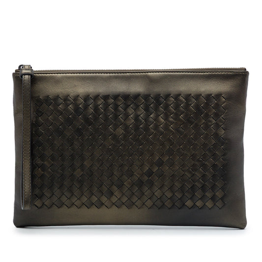 Bottega Veneta Nappa Intrecciato Wristlet Clutch — Brown