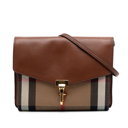Burberry Small Leather and House Check Canvas Derby Macken Crossbody