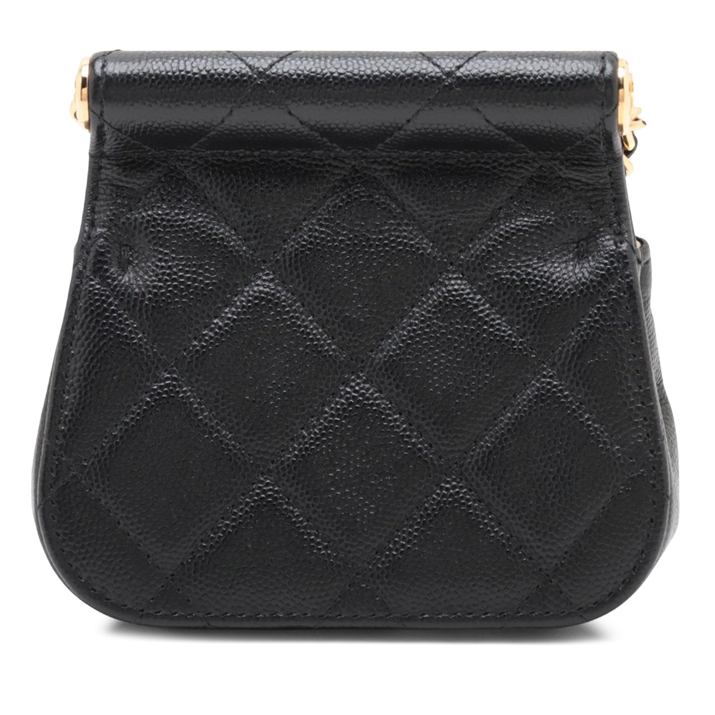 Chanel CC Quilted Caviar Frame Flap Clutch with Chain