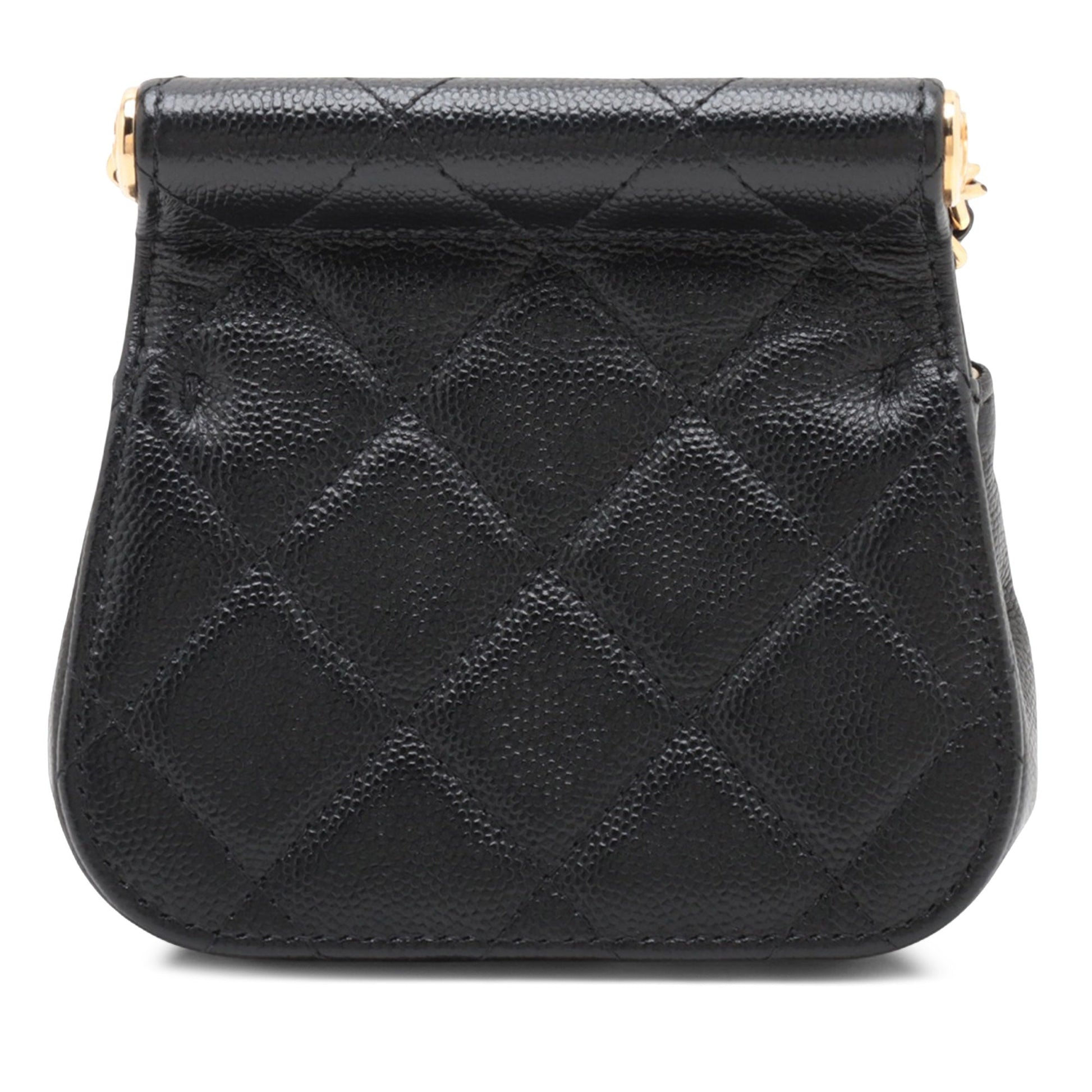 Chanel CC Quilted Caviar Frame Flap Clutch with Chain