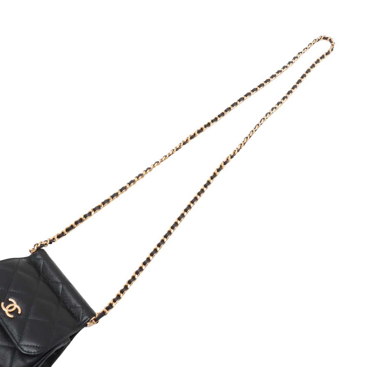 Chanel CC Quilted Caviar Frame Flap Clutch with Chain