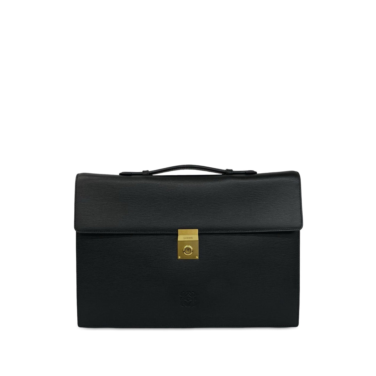 LOEWE Leather Business Bag — Black