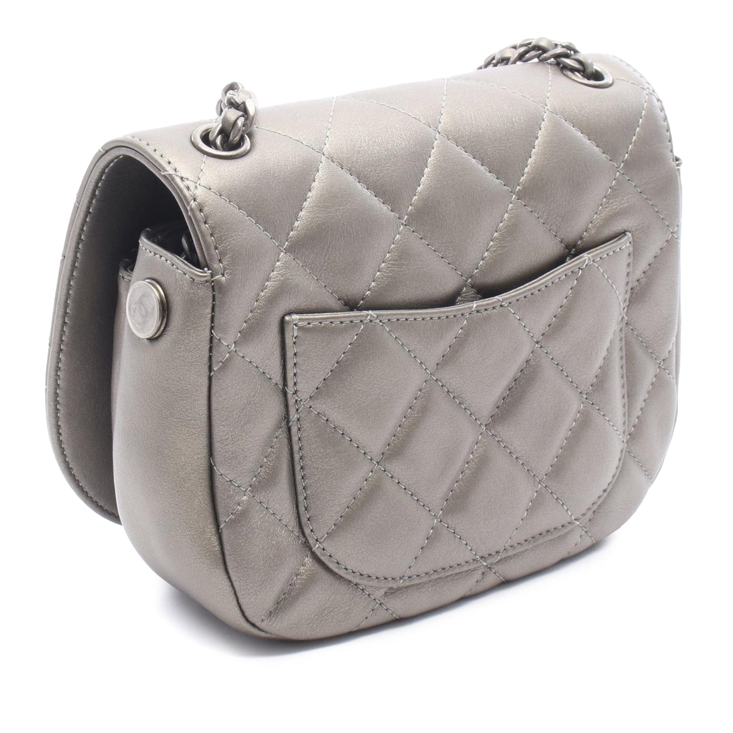 Chanel Metallic Quilted Lambskin Saddle Flap