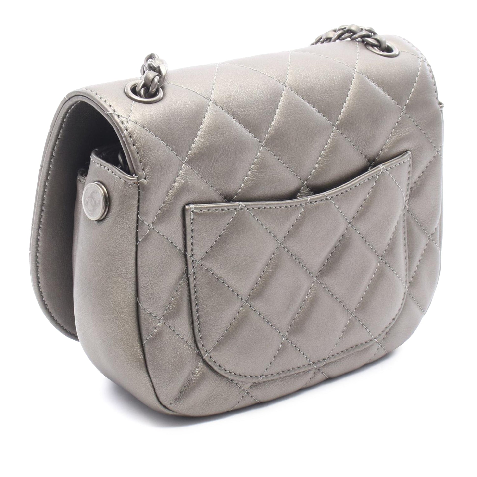 Chanel Metallic Quilted Lambskin Saddle Flap